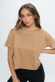 Women's Cropped Tops - Short Sleeve Soft Square Crew Neck Casual Cropped Tee